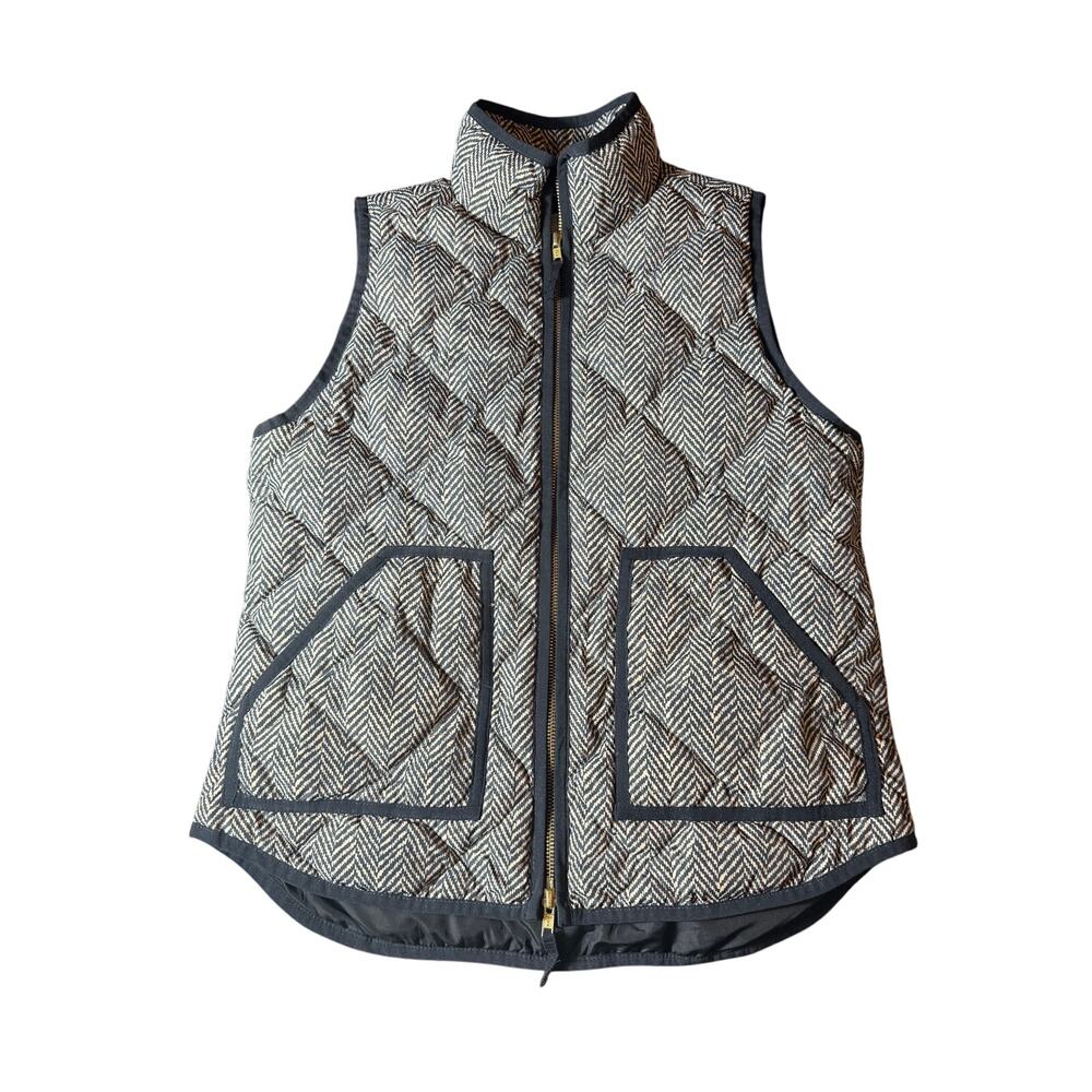 J. Crew Excursion Quilted 60% Down Puffer Vest In Herringbone Size Small